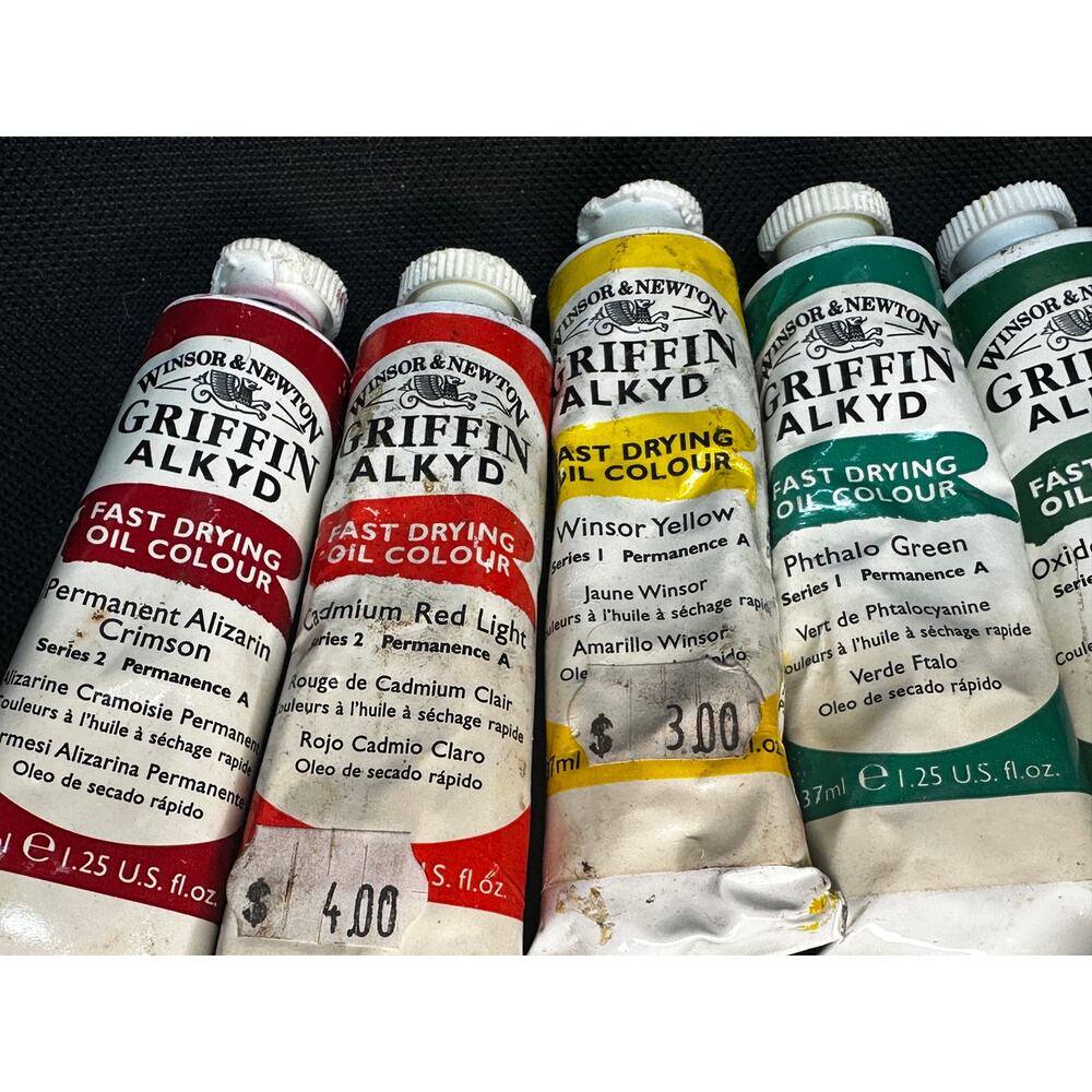 VTG (12) Windsor & Newton Griffin Alkyd Fast Drying Oil Colors All useable - Picture 2 of 8